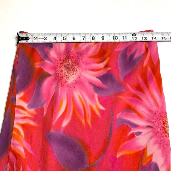 Vtg 90s Y2K Floral Chiffon Maxi Skirt Elastic Waist Whimsical Fairy Festival - Picture 9 of 12